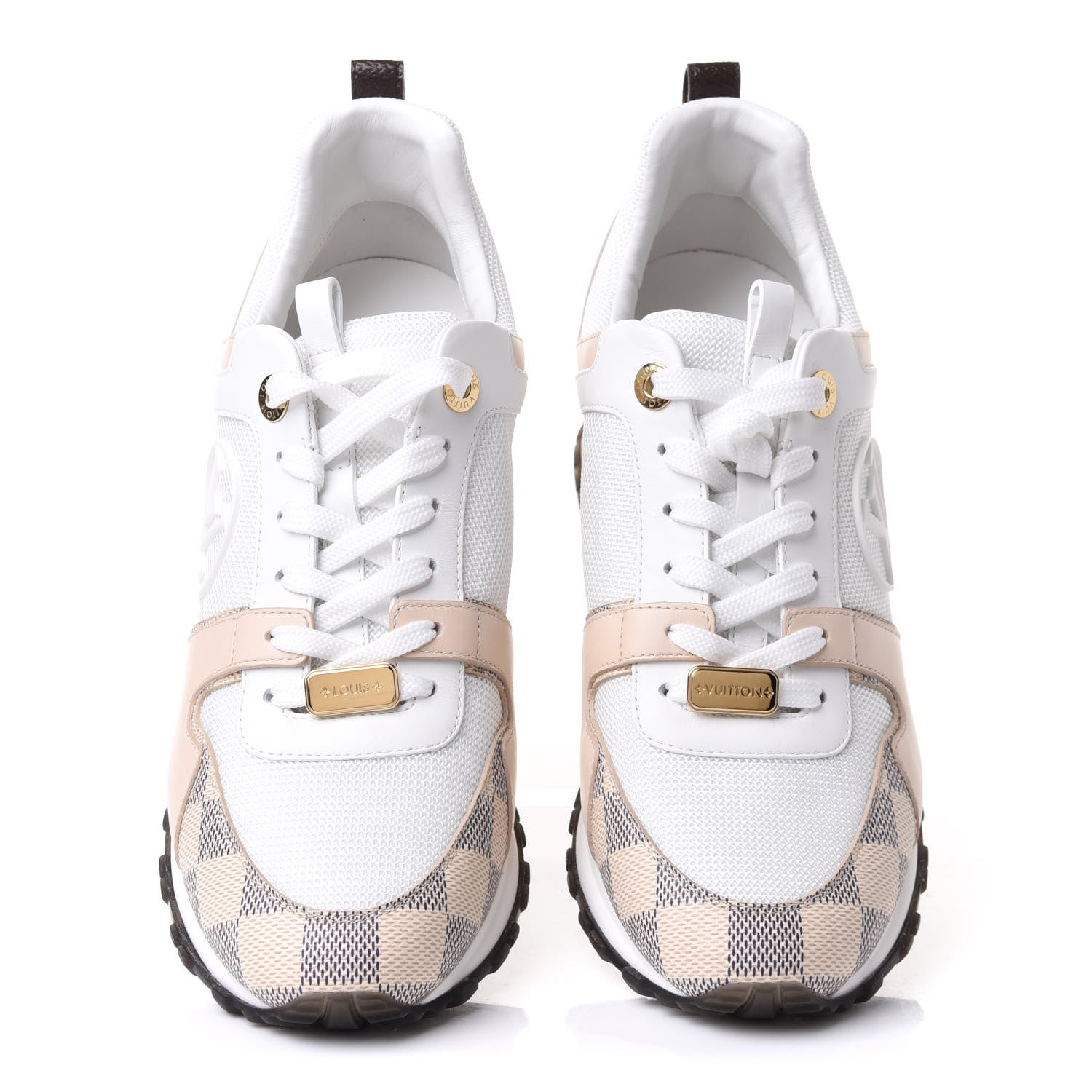 Louis Vuitton Calfskin Damier Azur Run Away Sneakers 38 White 5 of 11