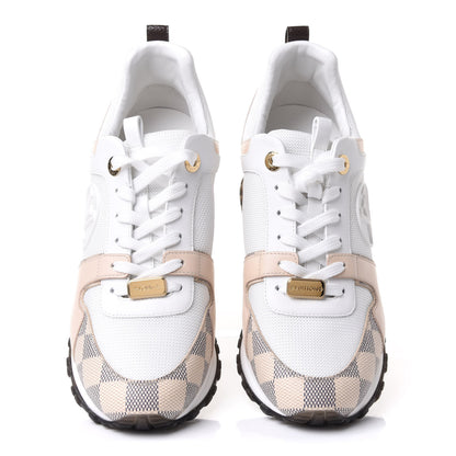 Louis Vuitton Calfskin Damier Azur Run Away Sneakers 38 White 5 of 11