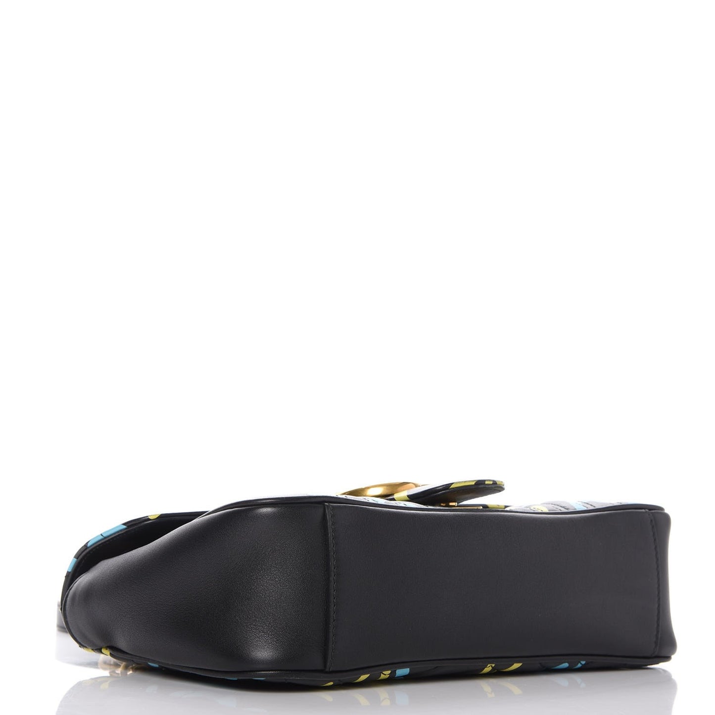 Calfskin Matelasse GucciGhost Small GG Marmont Shoulder Bag Black New Acquamarine