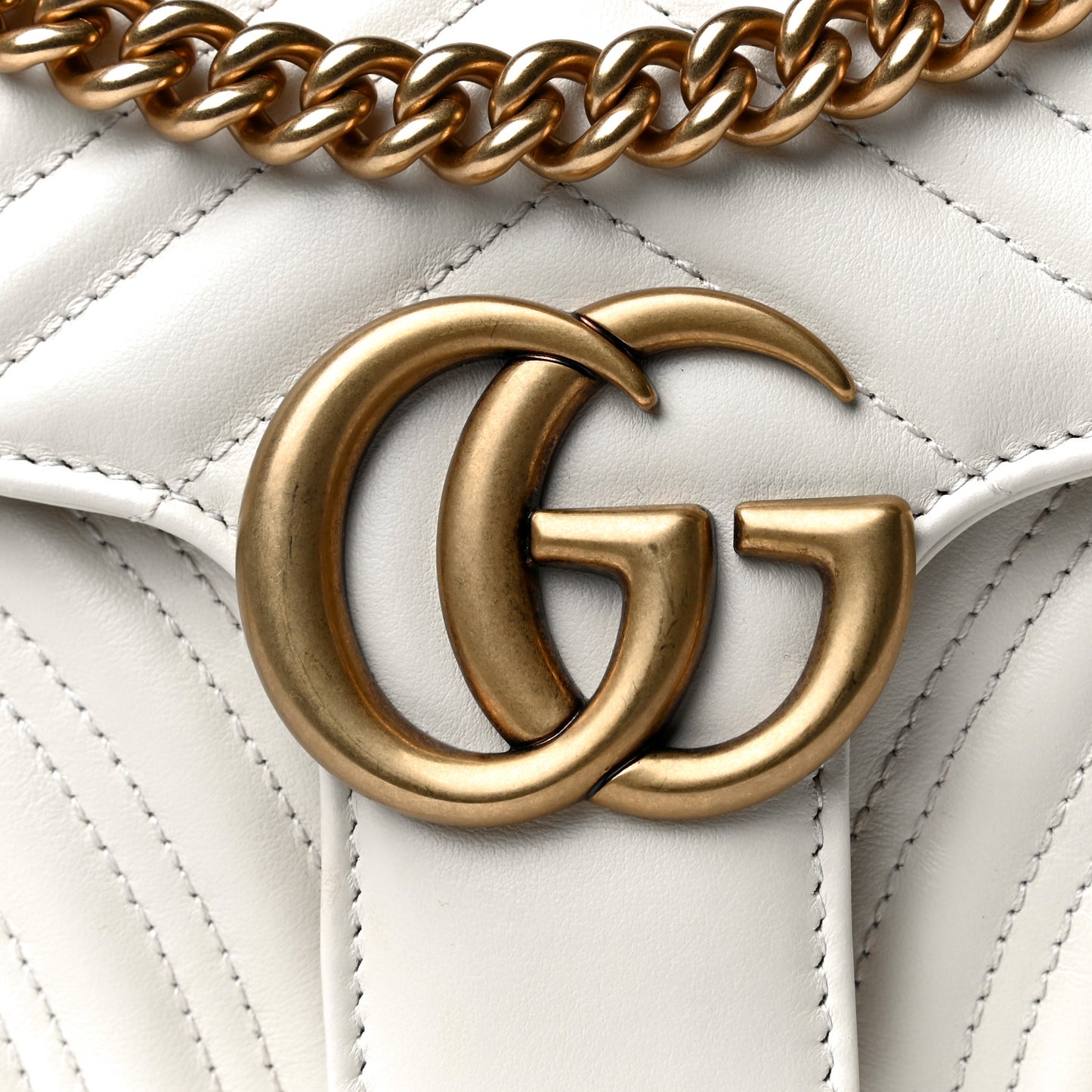 Calfskin Matelasse Small GG Marmont Shoulder Bag White