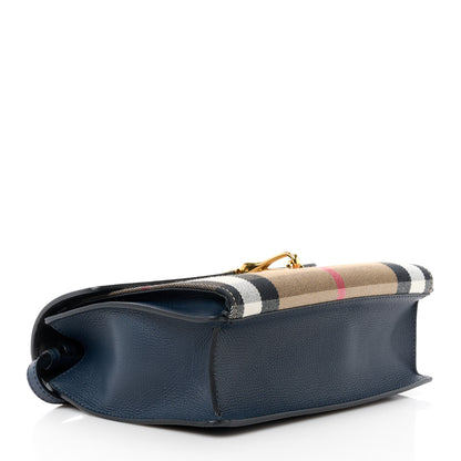 Burberry Derby Calfskin House Check Small Macken Crossbody Bag Ink Blue 4 of 12