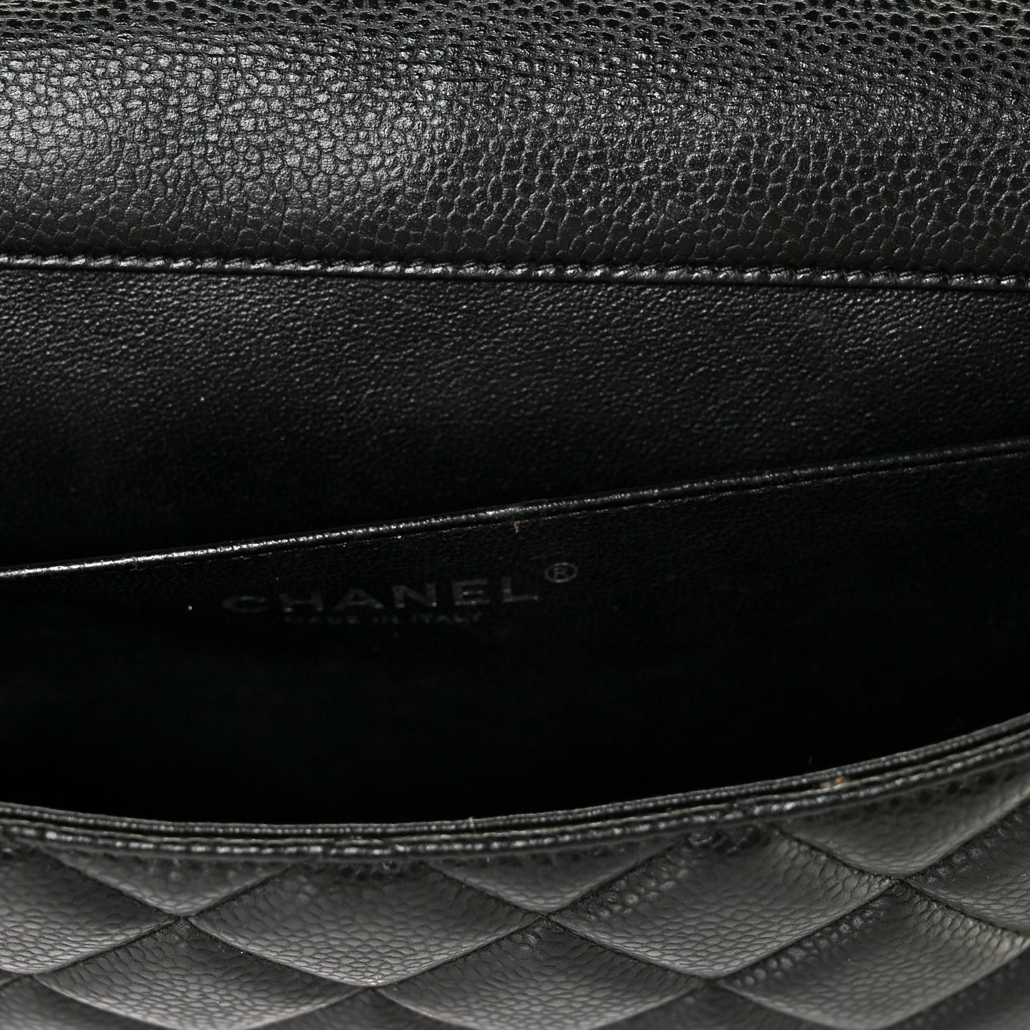 Caviar Quilted Clutch With Chain Flap Black