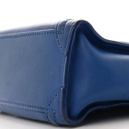 Celine Drummed Calfskin Nano Luggage Indigo 10 of 14