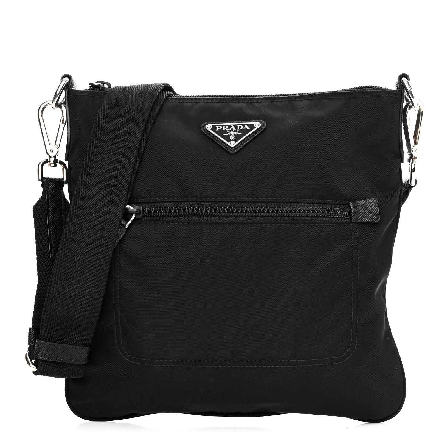Prada Nylon Saffiano Flat Messenger Bag Black 1 of 10