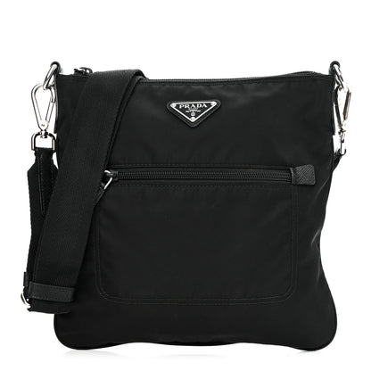 Prada Nylon Saffiano Flat Messenger Bag Black 1 of 10
