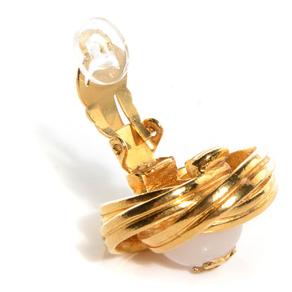 Chanel Resin CC Wire Clip On Earrings Gold 3 of 4