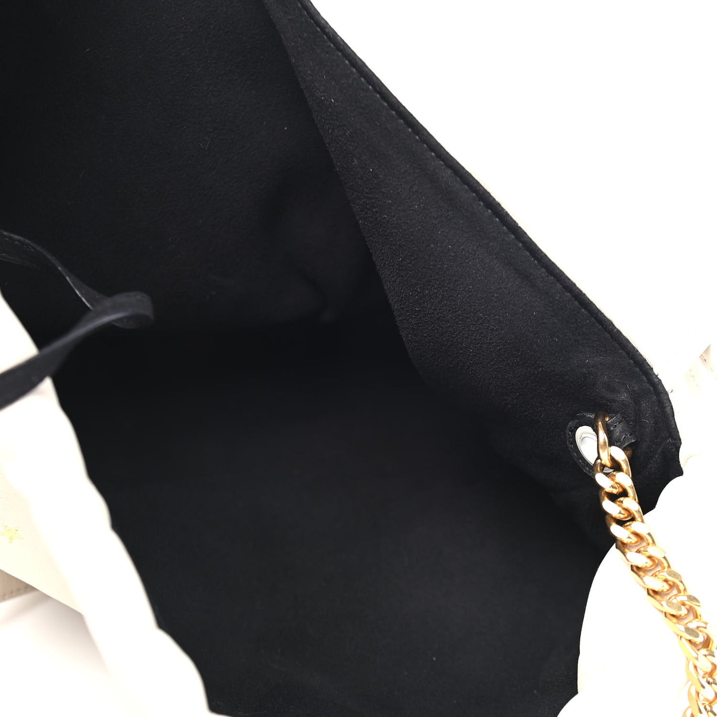 Lambskin Star Printed Teddy Drawstring Bag White