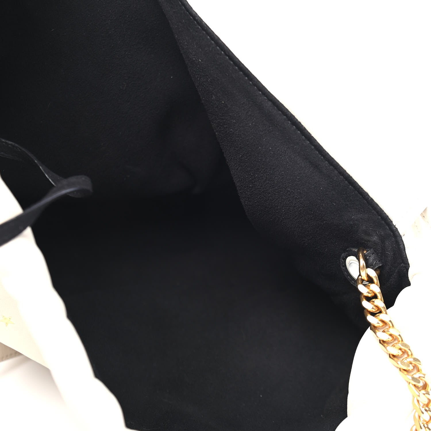 Saint Laurent Lambskin Star Printed Teddy Drawstring Bag White 6 of 11