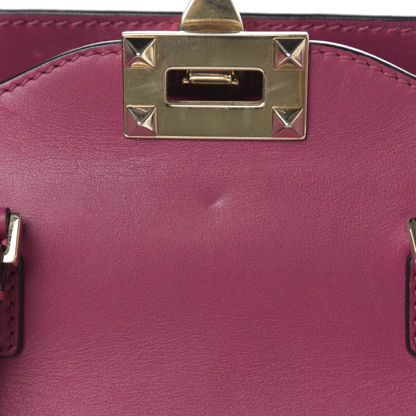 Vitello Small Rockstud Double Handle Tote Deep Cyclamin