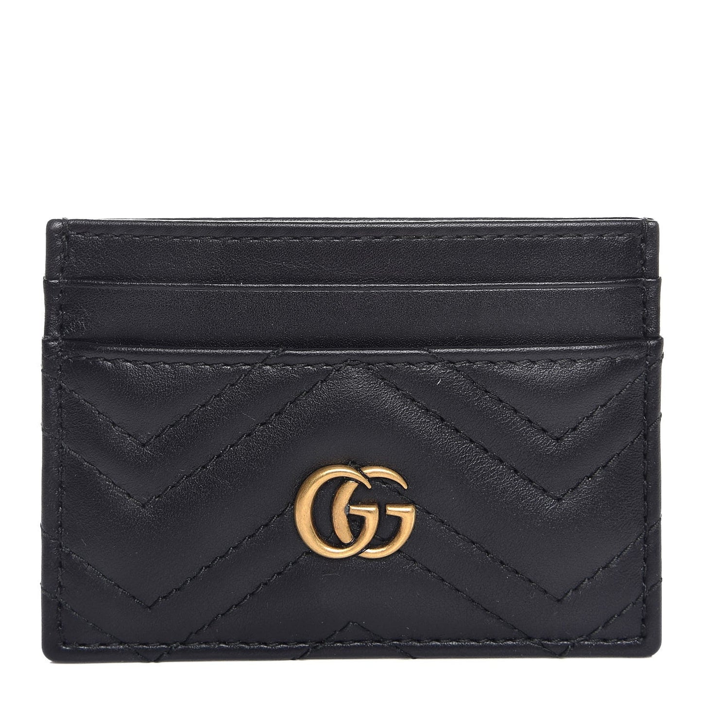 Calfskin Matelasse GG Marmont Card Holder Black
