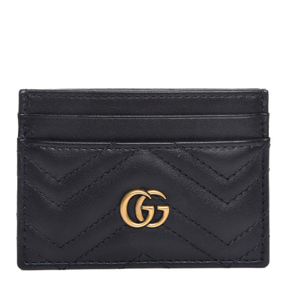 Gucci Calfskin Matelasse GG Marmont Card Holder Black 1 of 7
