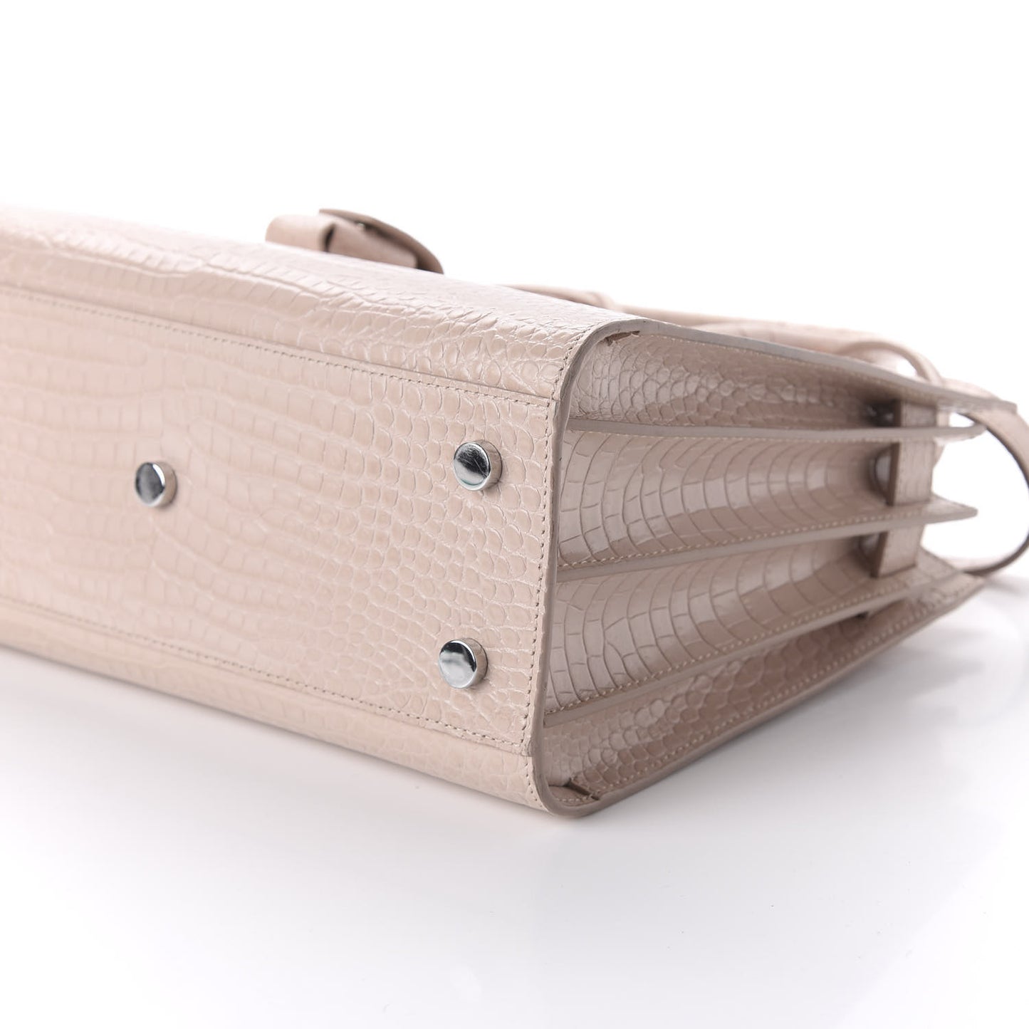 Calfskin Crocodile Embossed Baby Sac De Jour Rose Antic