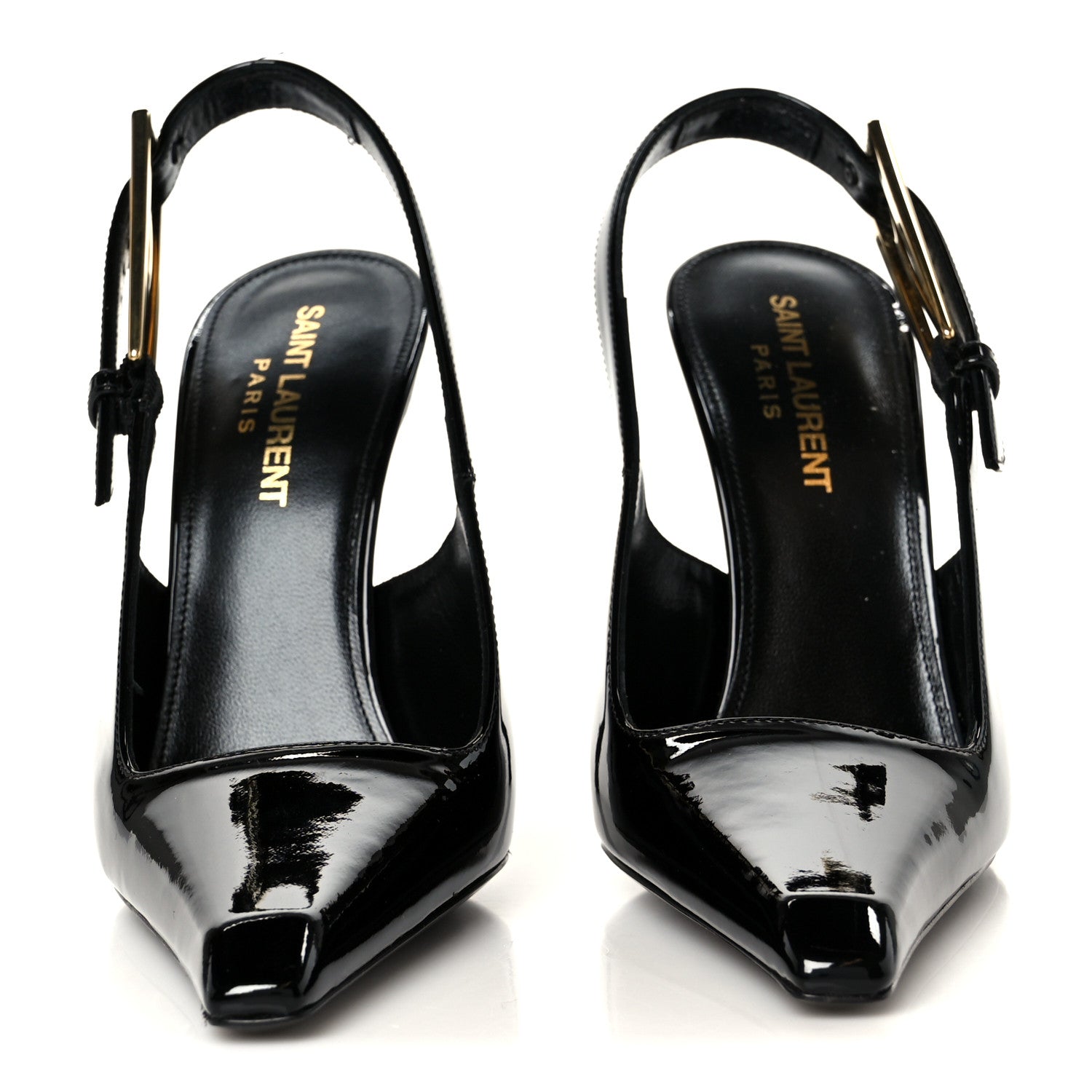 Saint Laurent Glazed Calfskin Lee Slingback Pumps 35 Black 3 of 10