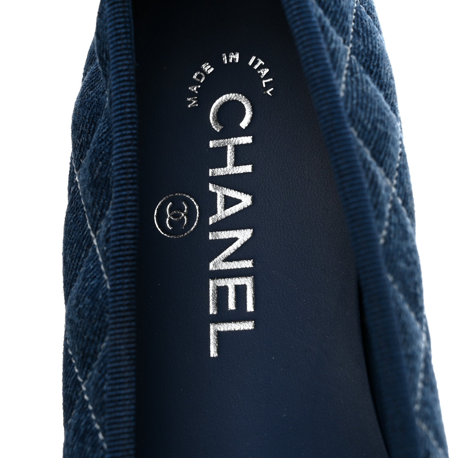 Chanel Washed Denim Quilted Cap Toe CC Ballerina Flats 39.5 Blue 8 of 10