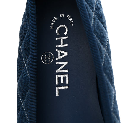 Chanel Washed Denim Quilted Cap Toe CC Ballerina Flats 39.5 Blue 8 of 10