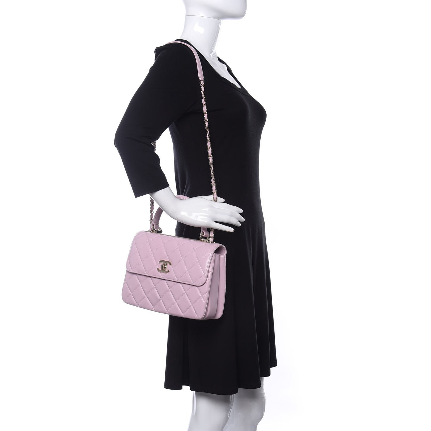 Lambskin Quilted Small Trendy CC Flap Dual Handle Bag Light Pink