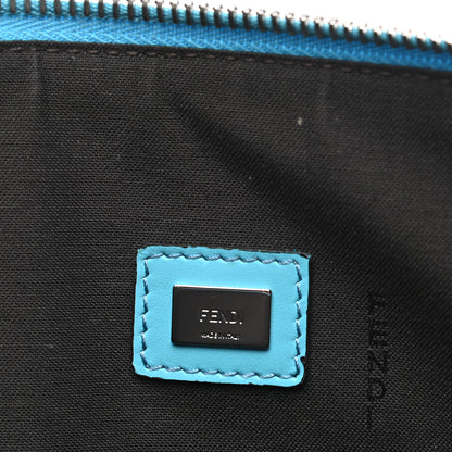 Fendi Vitello King Logo Embossed Large Flat Pouch Azzuro Baby 7 of 7