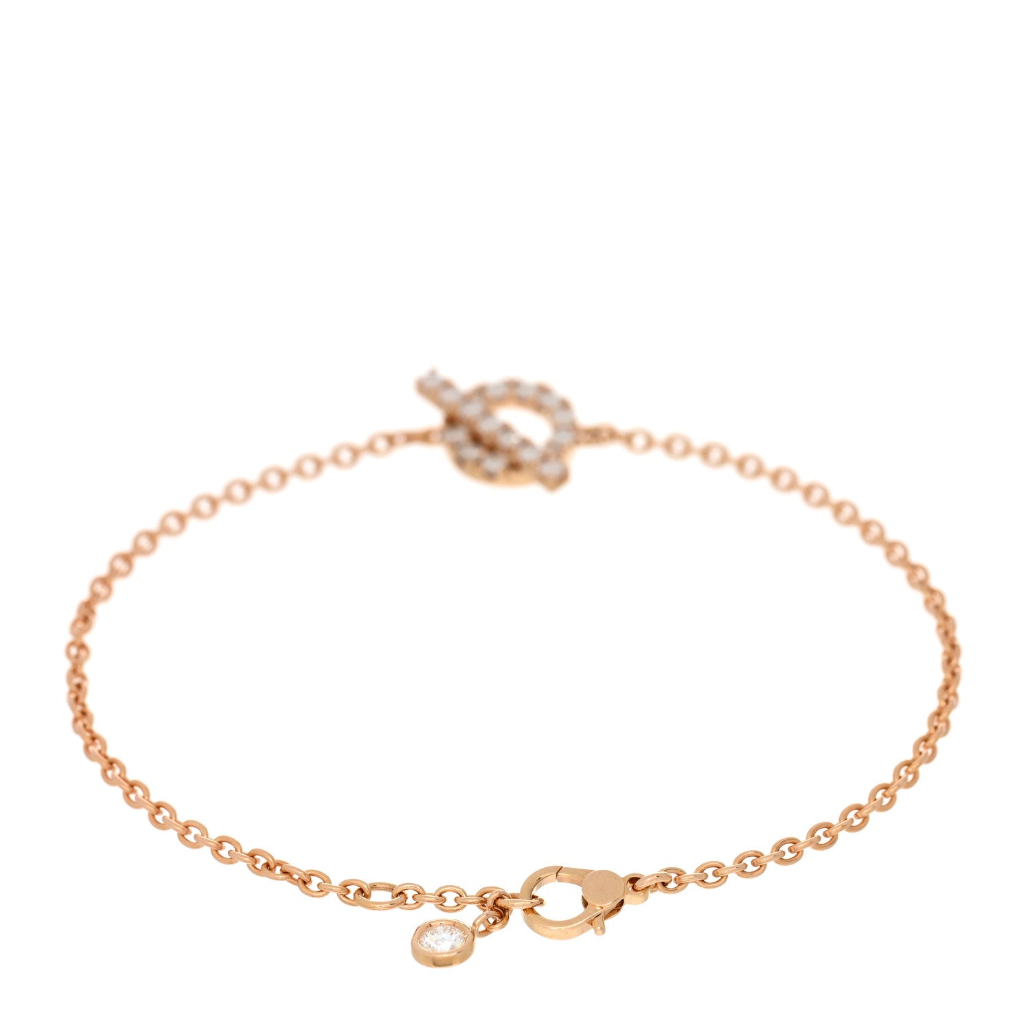 Hermes 18K Rose Gold Diamond Finesse Bracelet LG 2 of 3