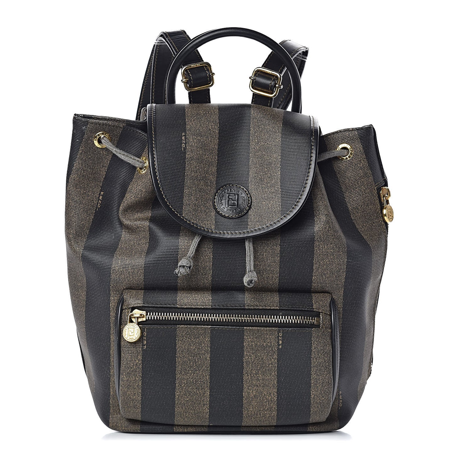 Coated Canvas Pequin Drawstring Backpack Tobacco