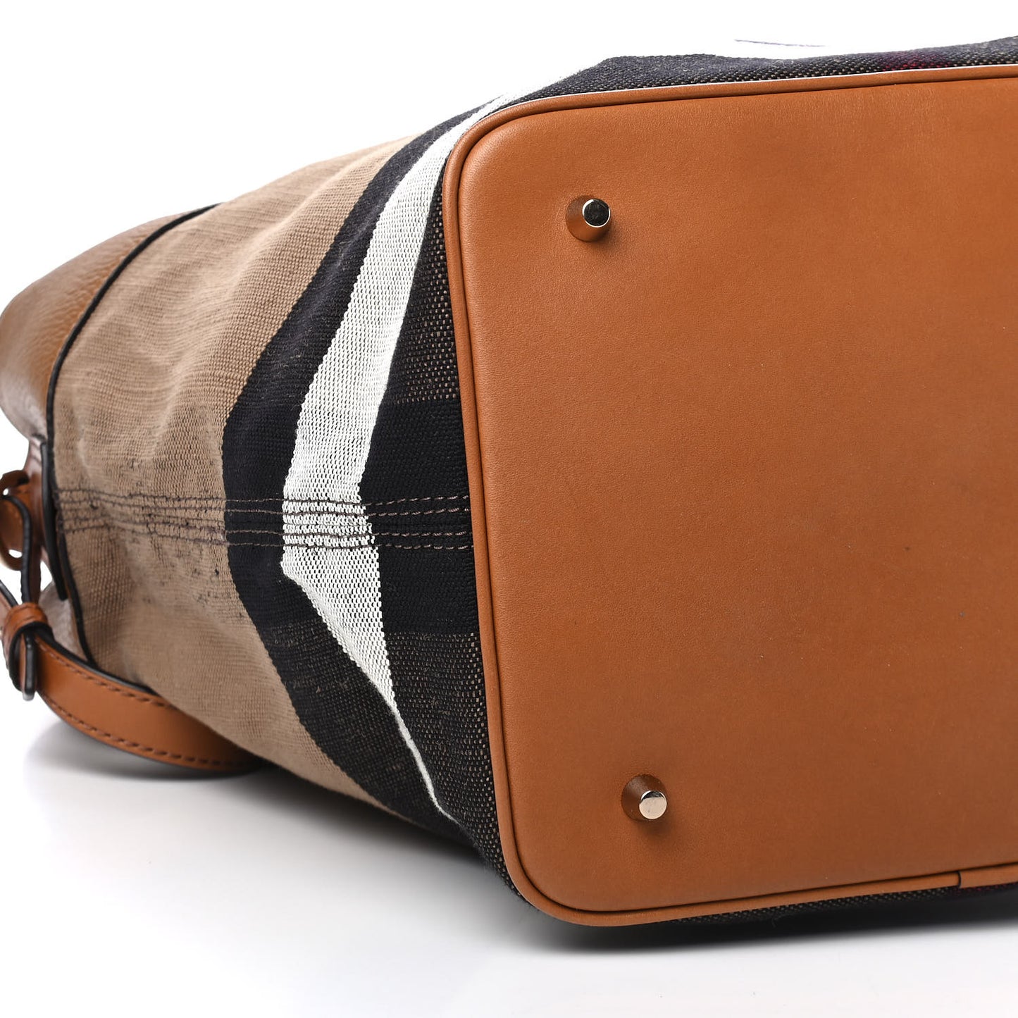 Grainy Calfskin Canvas Mega Check Medium Ashby Tassel Hobo Saddle Brown