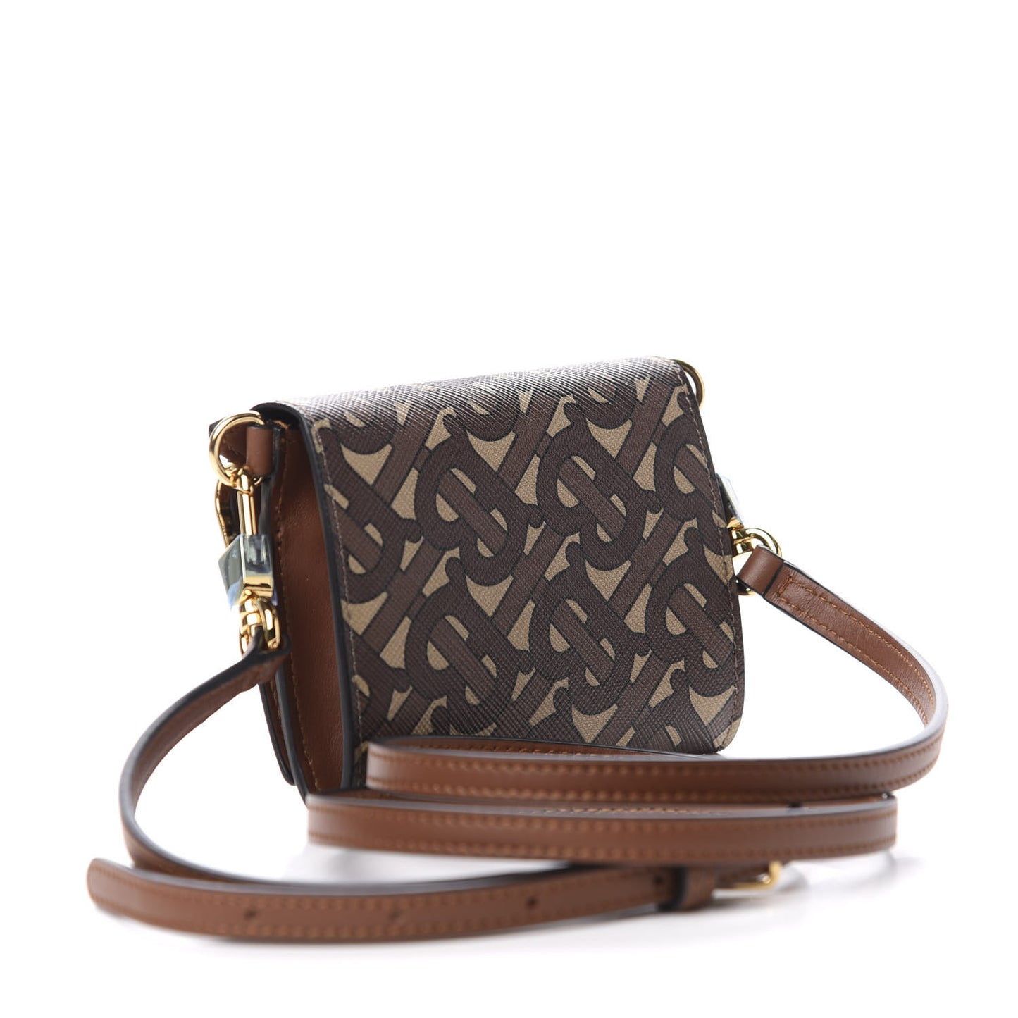 E-Canvas Monogram Small Wallet with Strap Bridle Brown
