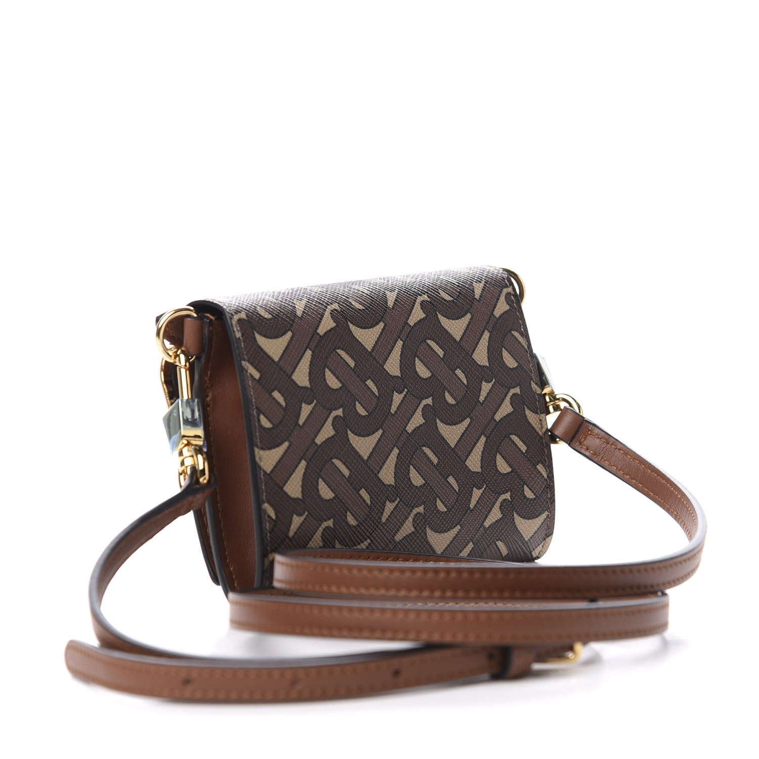 Burberry E-Canvas Monogram Small Wallet with Strap Bridle Brown 2 of 8