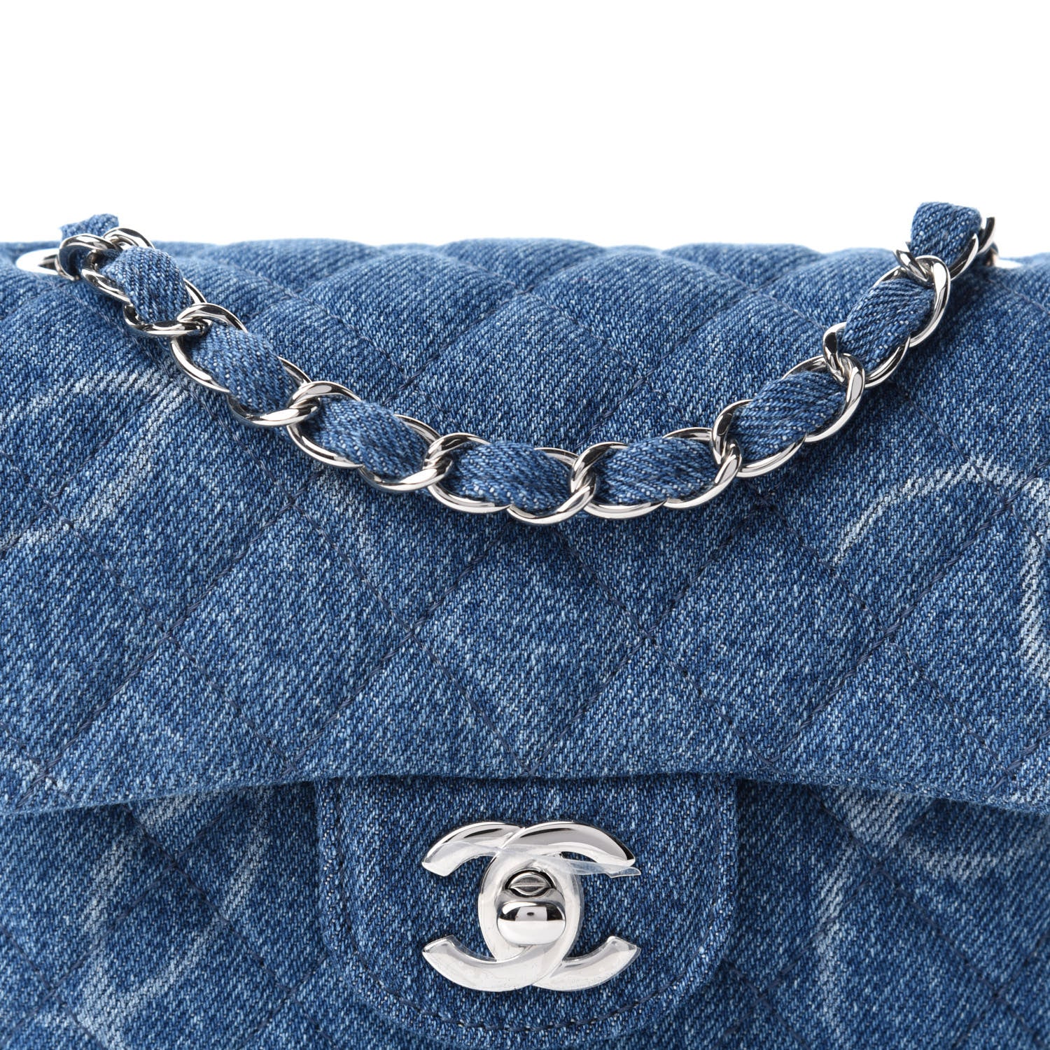 Chanel Denim CC Quilted Mini Square Flap Blue 10 of 11