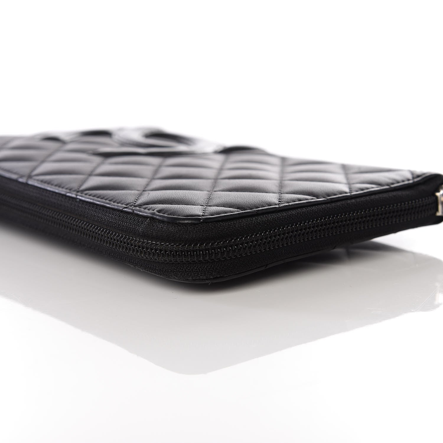 Chanel Calfskin Quilted Cambon Zip Around Organizer Wallet Black 9 of 10