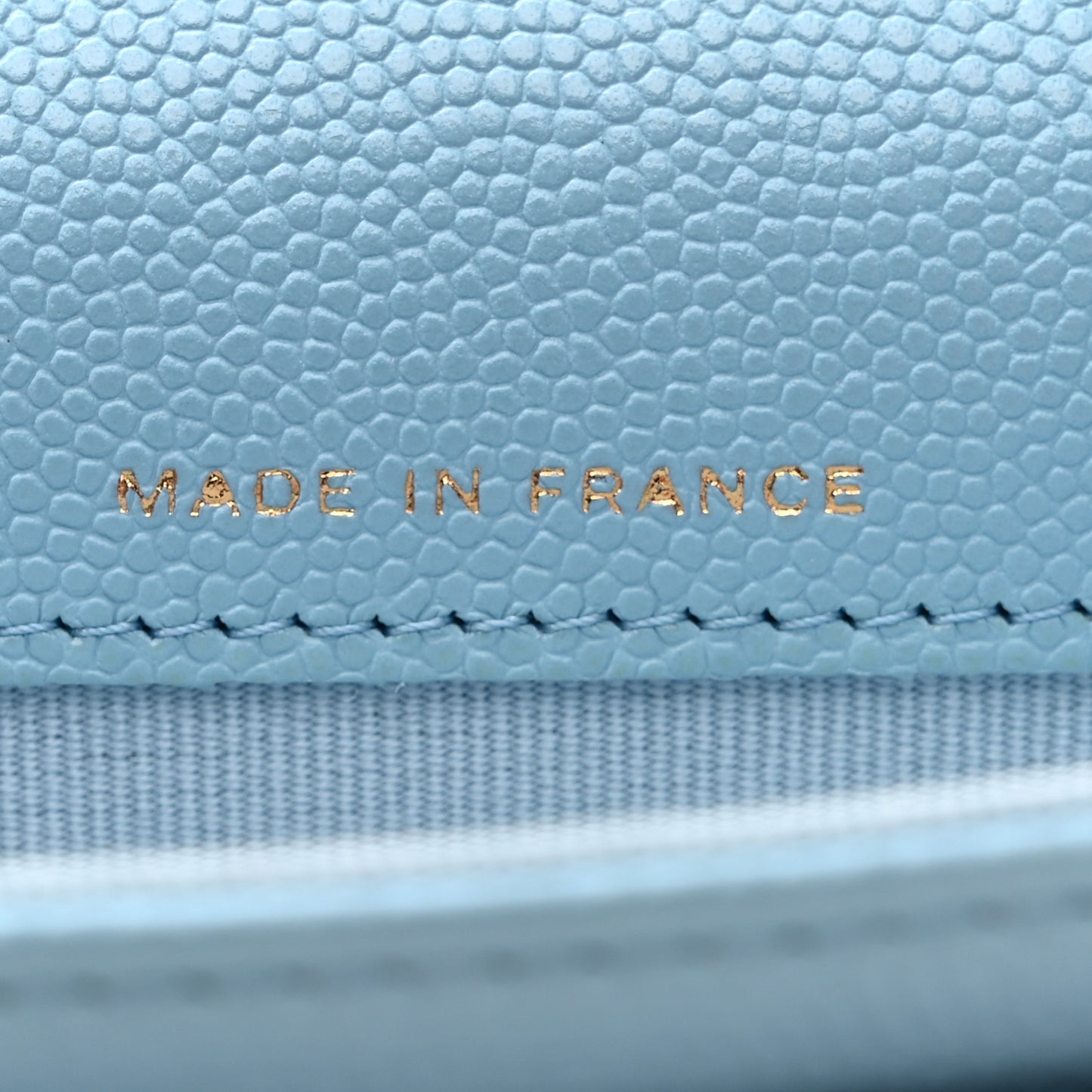 Caviar Quilted Flap Card Holder Wallet Light Blue