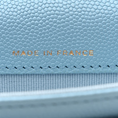 Chanel Caviar Quilted Flap Card Holder Wallet Light Blue 7 of 9
