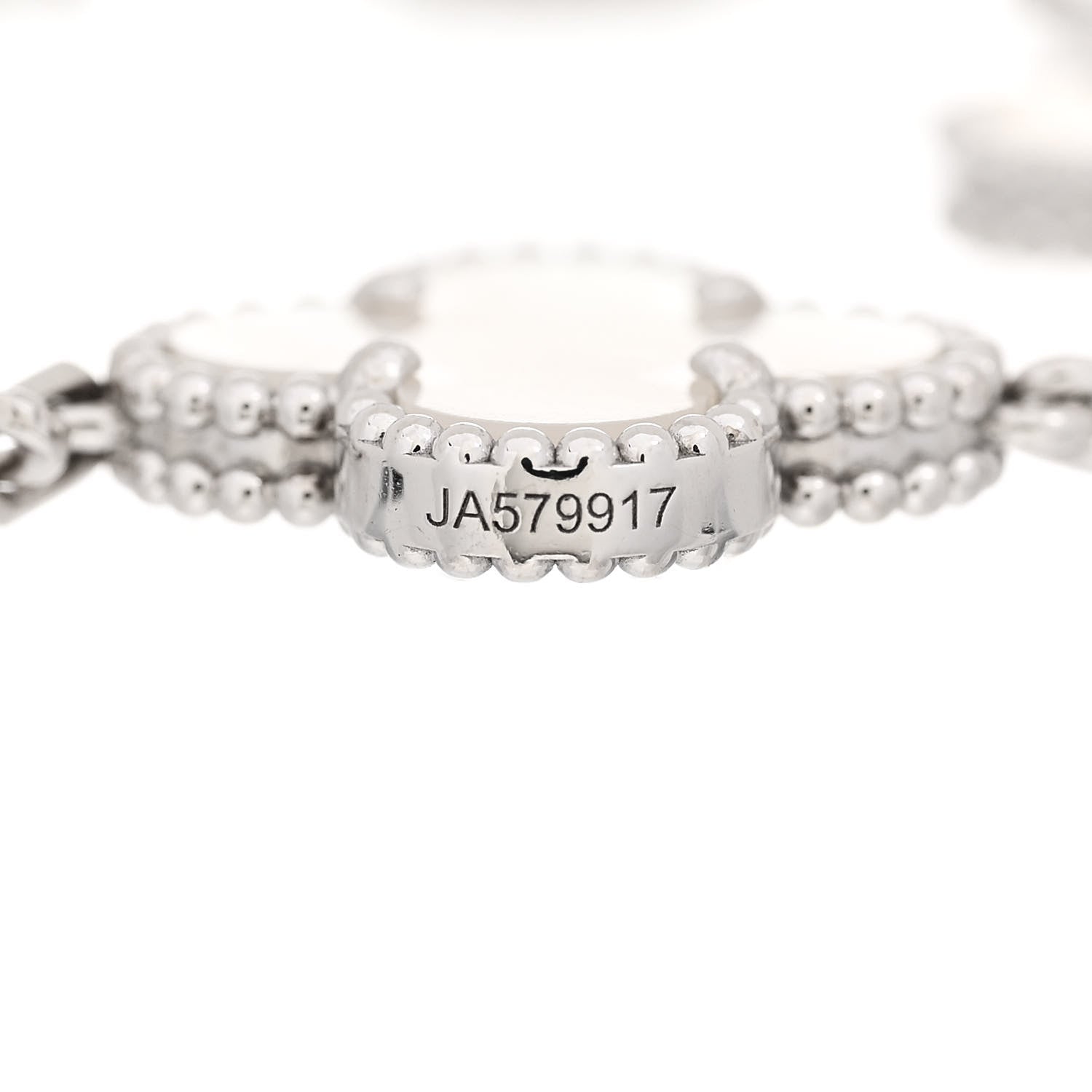 Van Cleef & Arpels 18K White Gold Mother of Pearl 5 Motifs Vintage Alhambra Bracelet 4 of 4