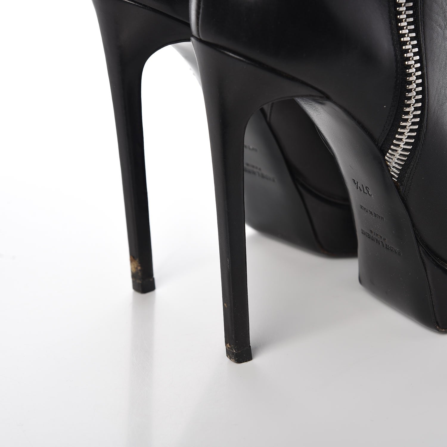 Saint Laurent Calfskin Janis 105 Fold Over Ankle Boots 37.5 Black 12 of 17