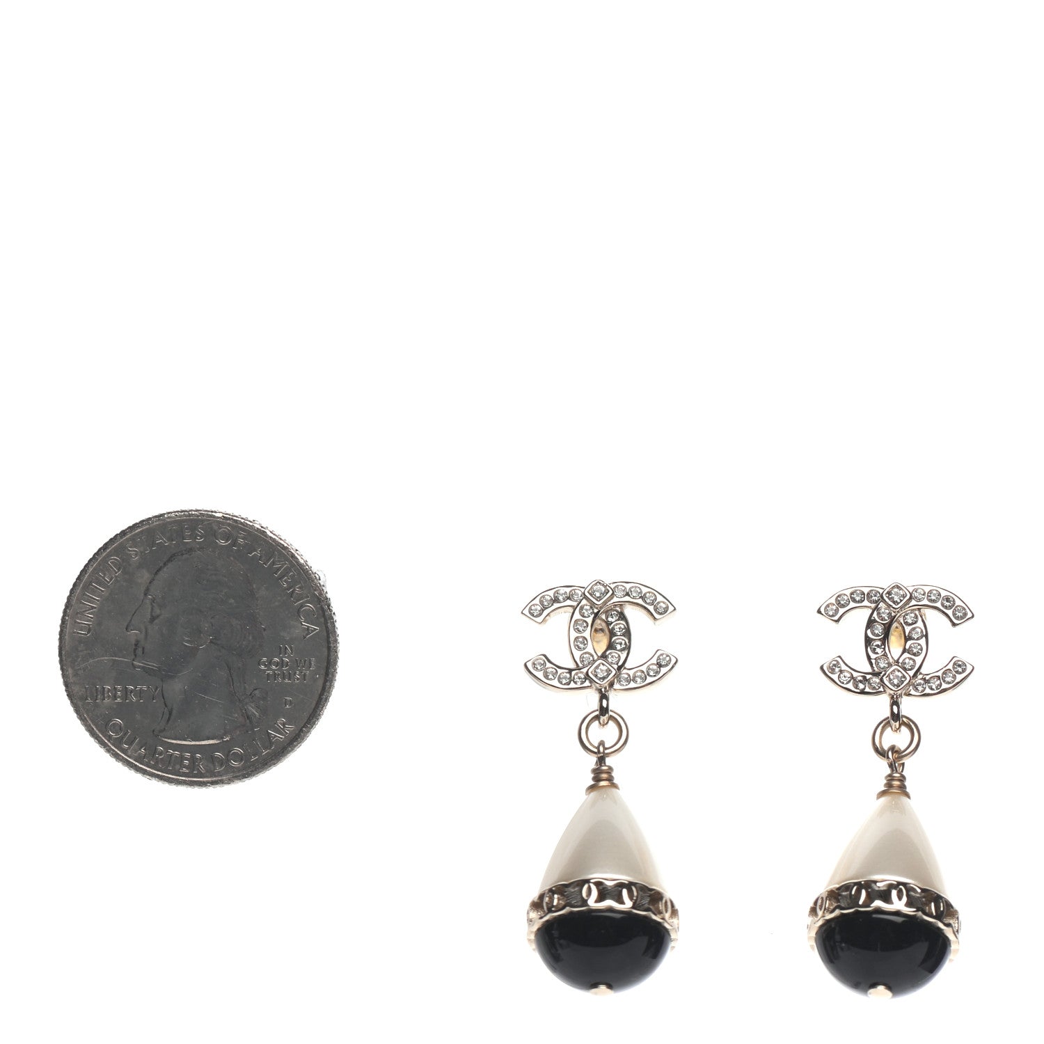 Chanel Crystal Bead Divine Highness Drop Earrings Gold 2 of 4