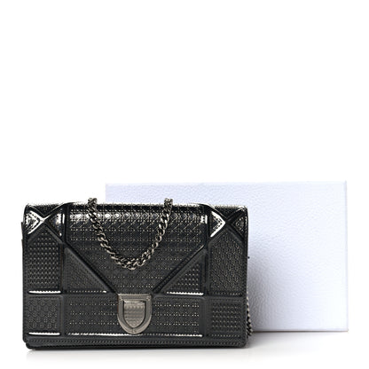 Christian Dior Metallic Patent Micro-Cannage Diorama Wallet on Chain Pouch Onyx Black 10 of 10