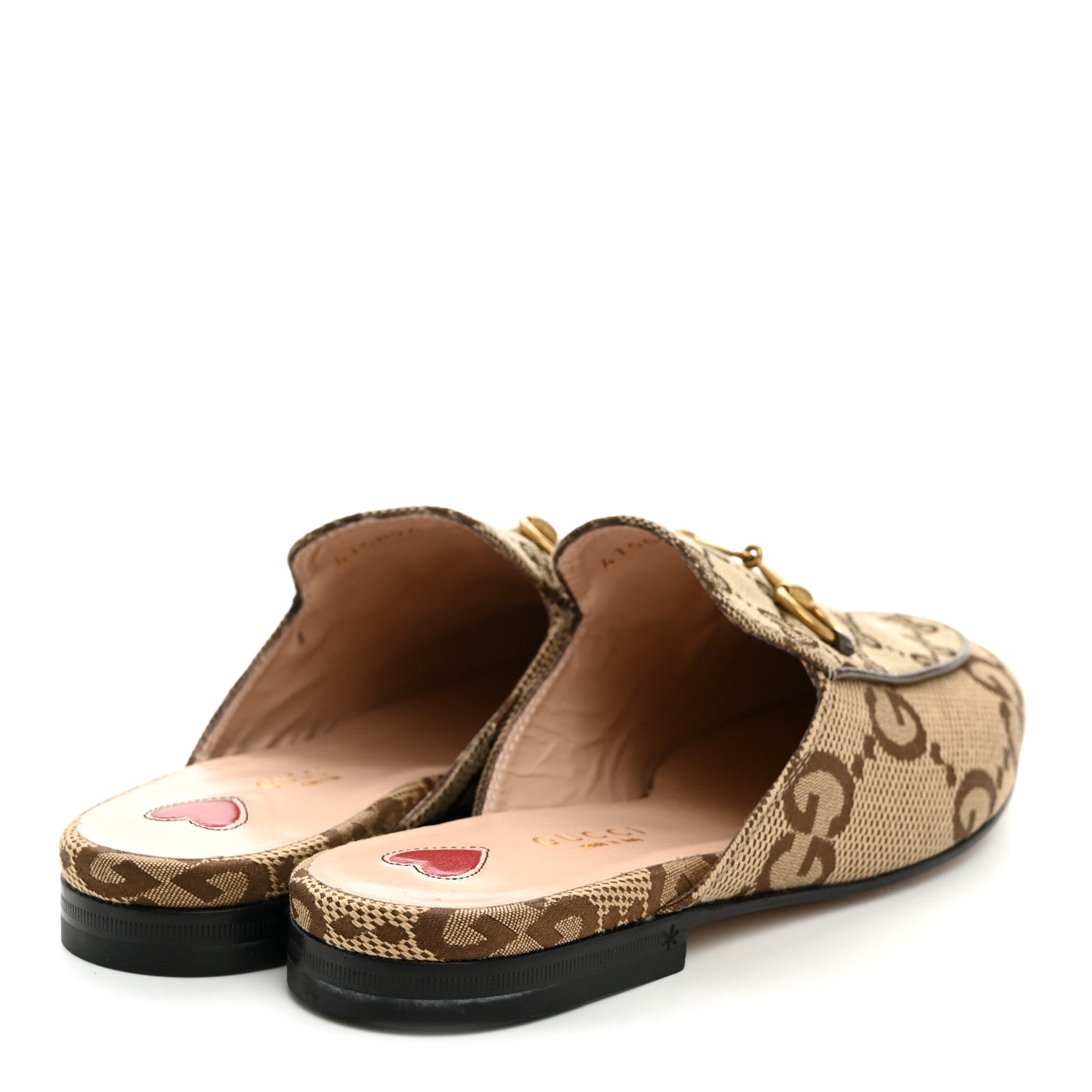 Gucci Monogram Jumbo GG Malaga Kid Womens Princetown Slippers 36 Camel Ebony New Acero Beige 4 of 9