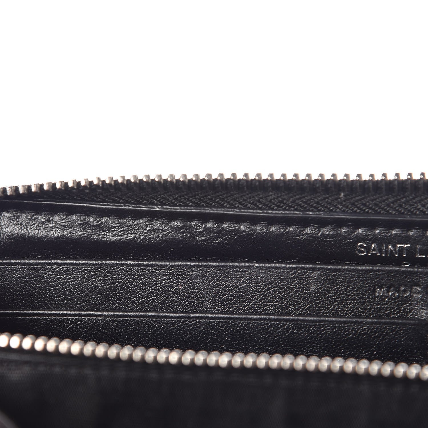 Saint Laurent Calfskin Crocodile Embossed Monogram Zip Around Wallet Black 8 of 8