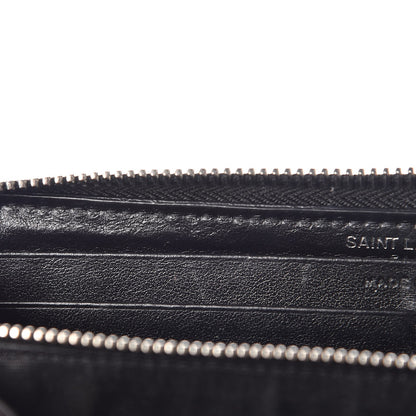 Saint Laurent Calfskin Crocodile Embossed Monogram Zip Around Wallet Black 8 of 8