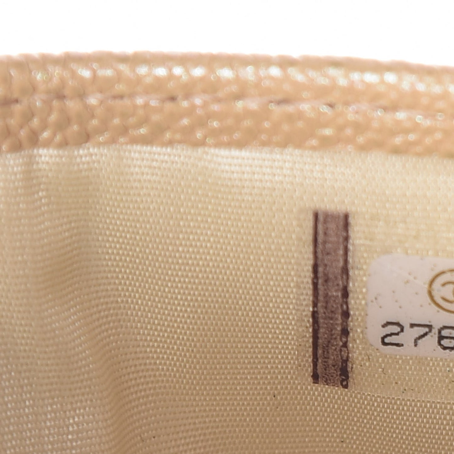 Iridescent Caviar Quilted Card Holder Beige