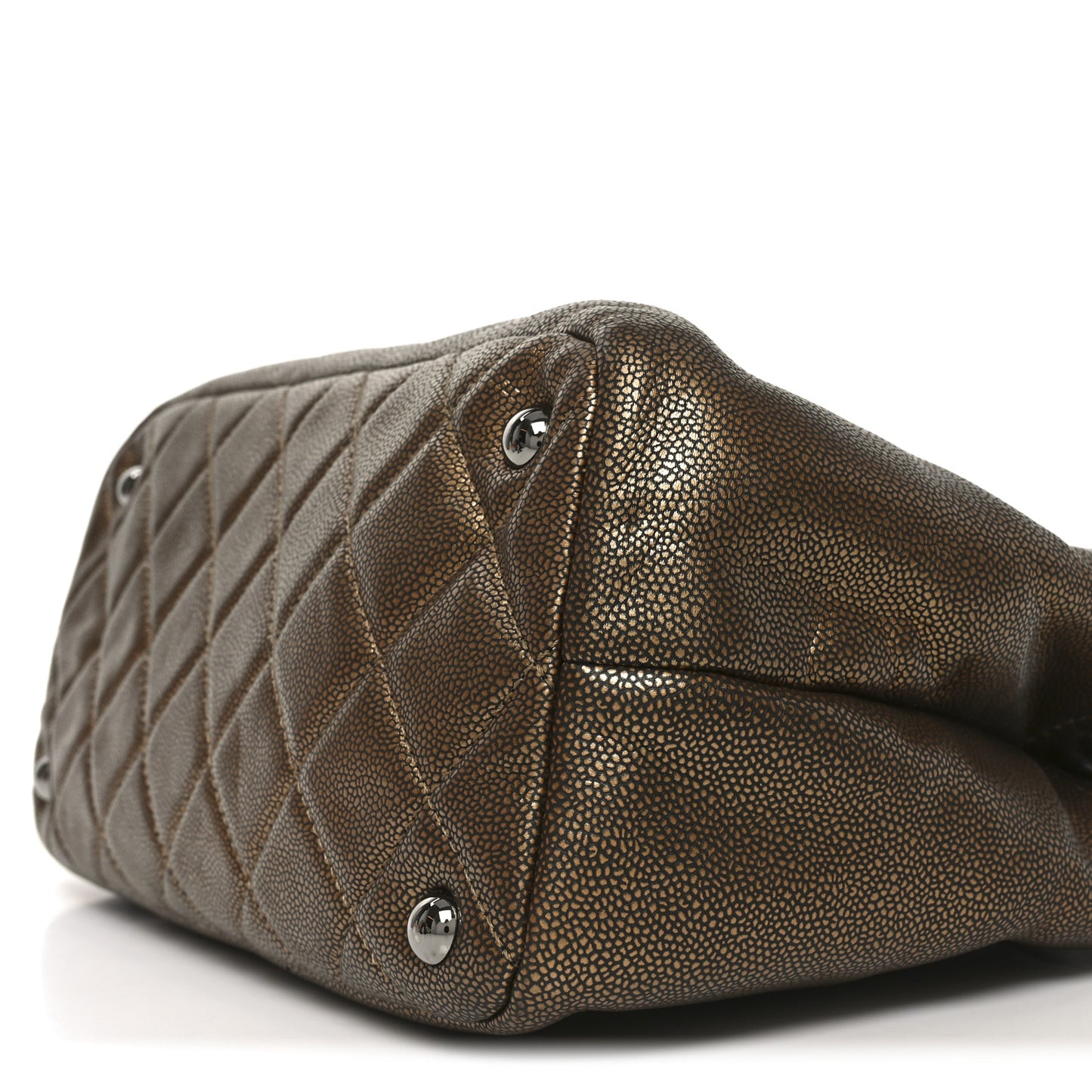 Metallic Caviar Quilted Large Timeless CC Soft Tote Bronze