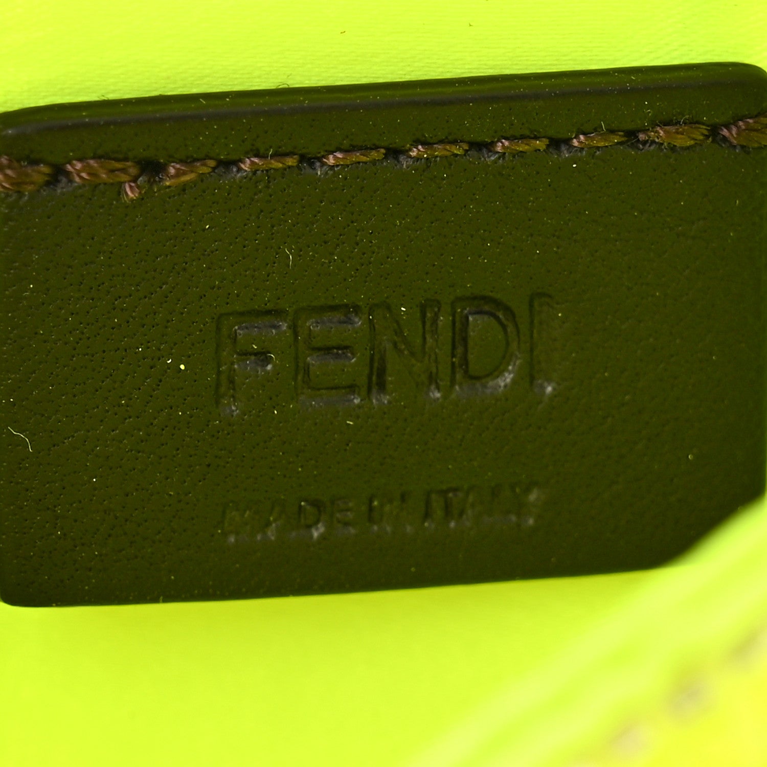 Fendi Transparent Paillettes Vitello King Nano Maxi Buckle Baguette Charm Yellow Fluo 6 of 11