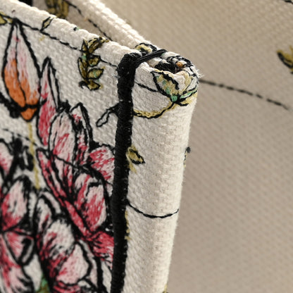 Christian Dior Canvas Embroidered Large D-Constellation Book Tote Latte Multicolor 12 of 13