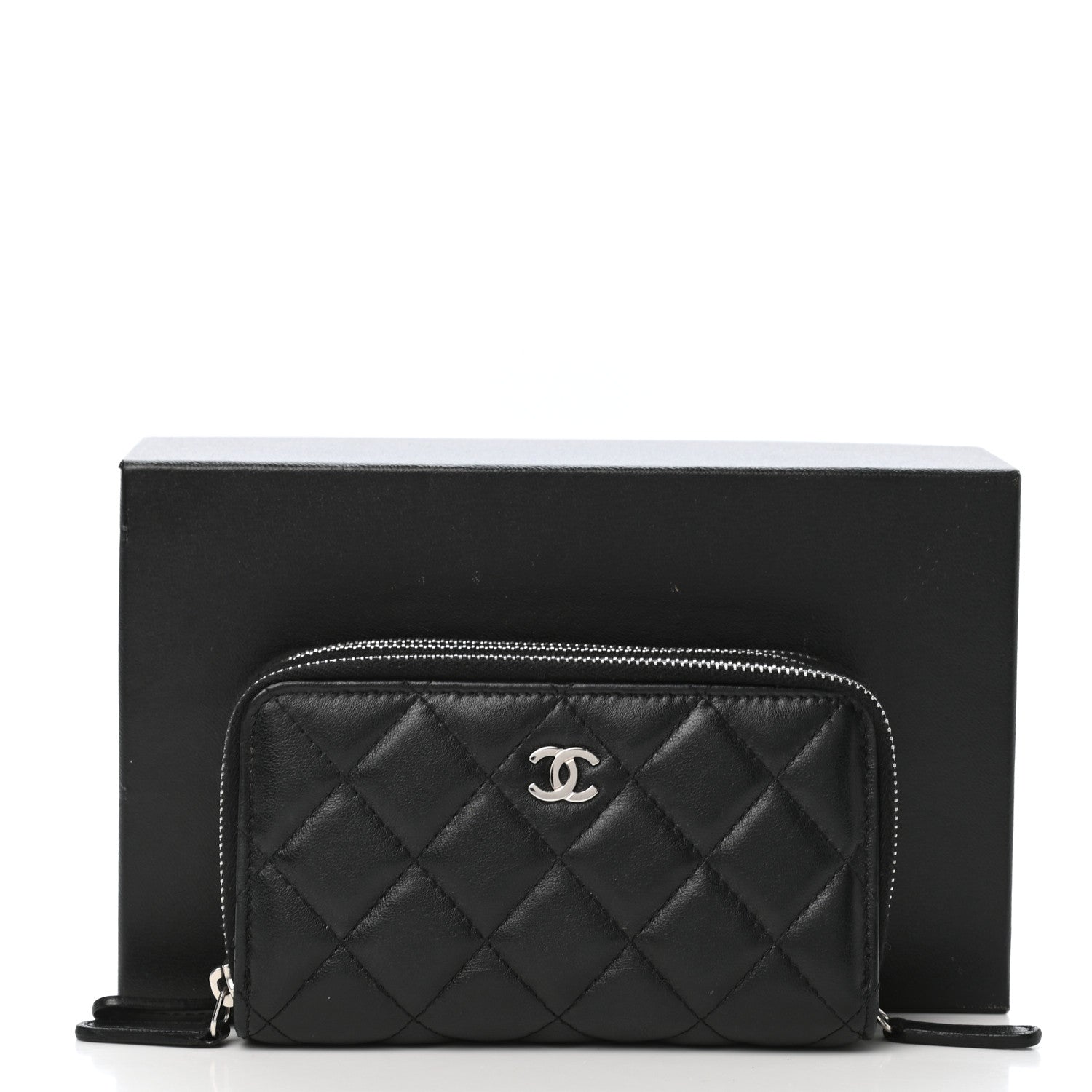 Chanel Lambskin Quilted Triple Zip Wallet Black 8 of 8