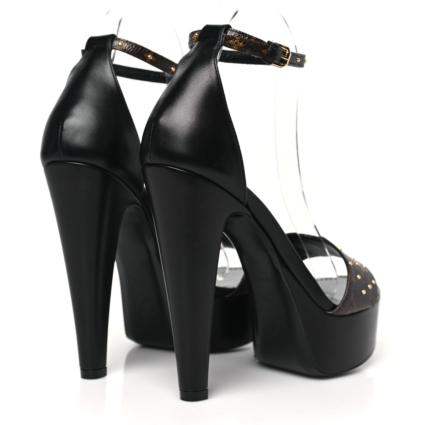 Patent Monogram Afterglow Platform Sandals 38.5 Black