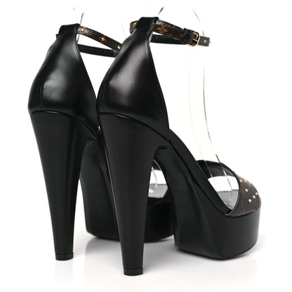 Louis Vuitton Patent Monogram Afterglow Platform Sandals 38.5 Black 4 of 9