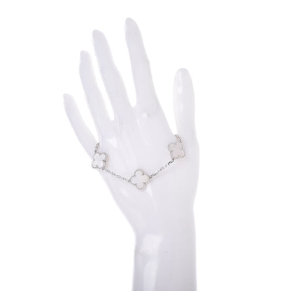 Van Cleef & Arpels 18K White Gold Mother of Pearl 5 Motifs Vintage Alhambra Bracelet 2 of 5