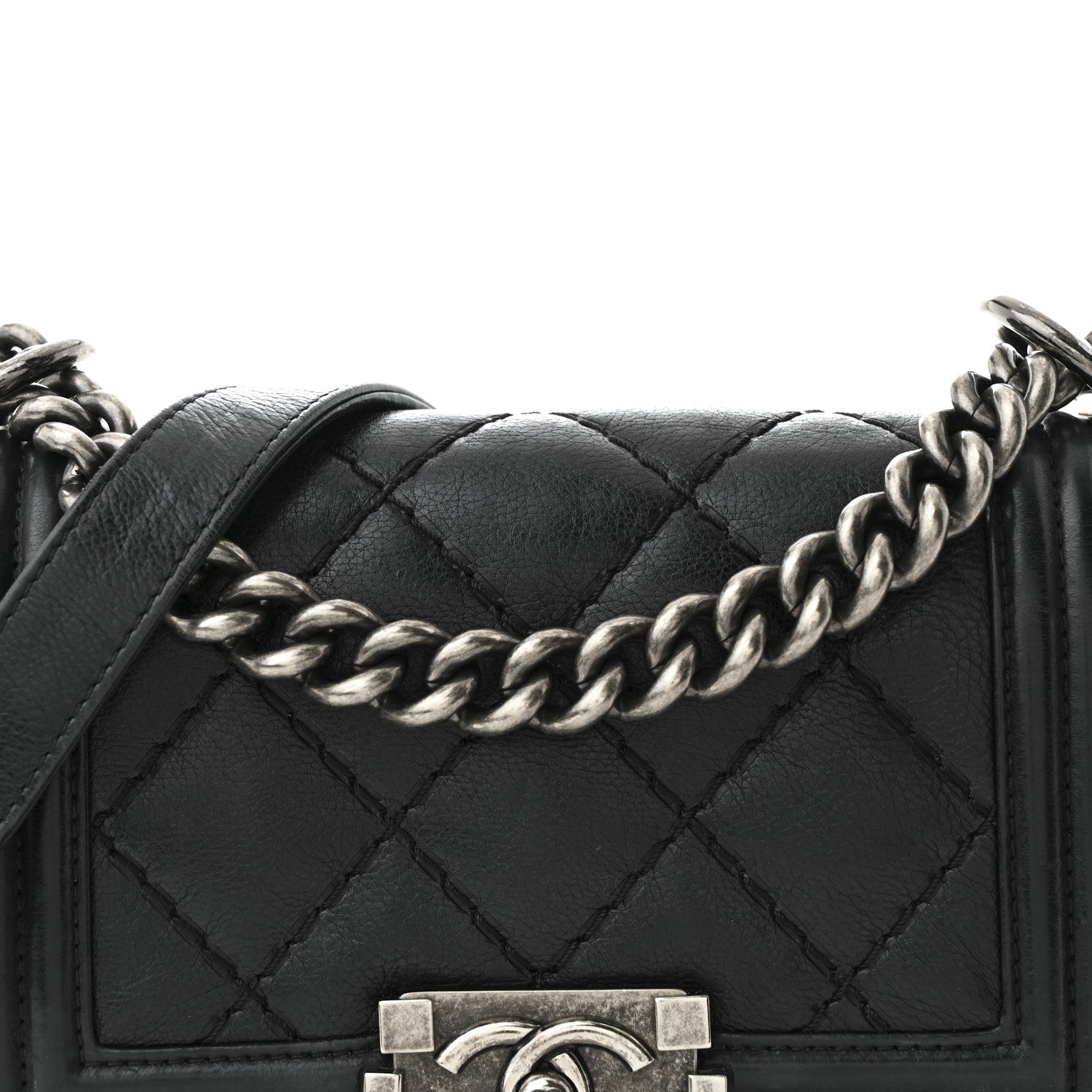 Chanel Calfskin Double Stitch Small Boy Flap Black 8 of 10
