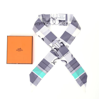 Hermes Silk Mors Et Gourmettes Vichy Twilly Anthracite Menthol White 7 of 7