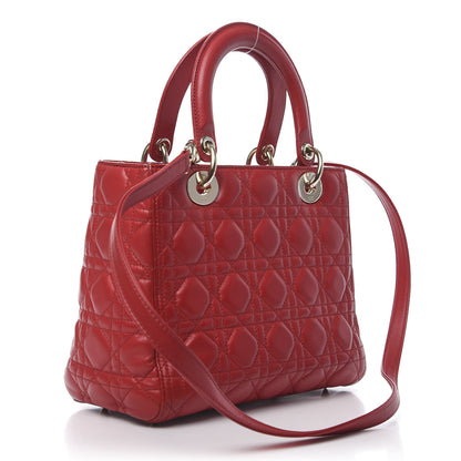 Christian Dior Lambskin Cannage Medium Lady Dior Red 3 of 12