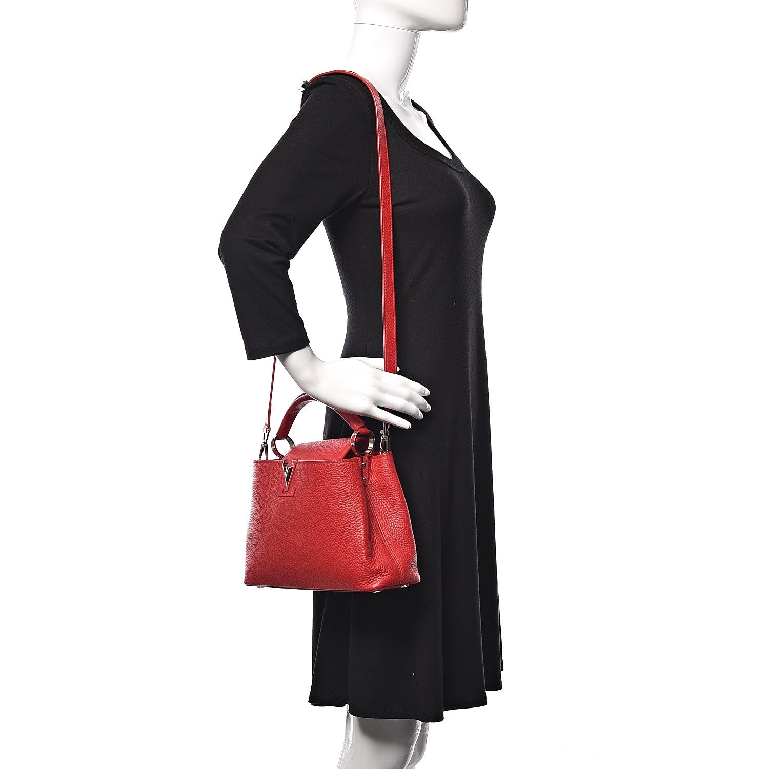 Louis Vuitton Taurillon Capucines BB Rubis 2 of 8