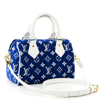 Louis Vuitton Jacquard Velvet Monogram LV Match Speedy Bandouliere 20 Blue 3 of 9